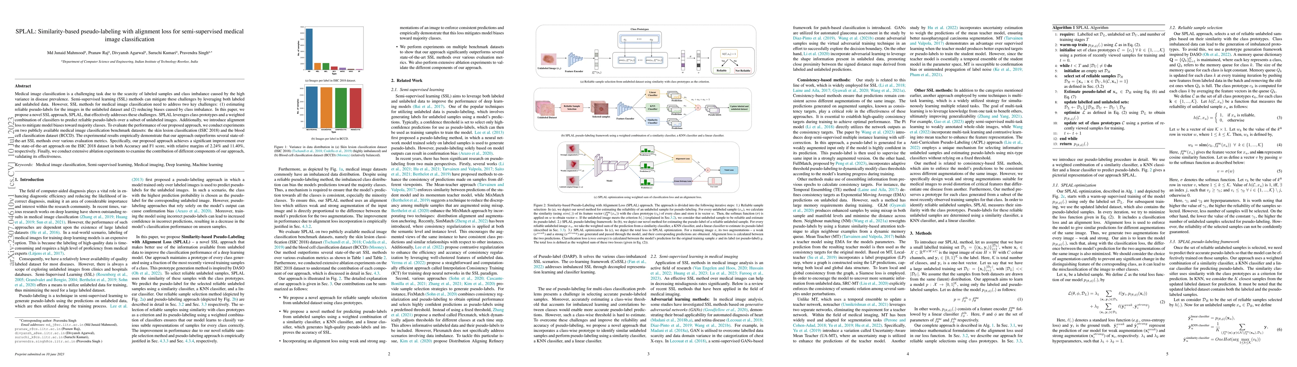 Thumbnail for SPLAL: Similarity-based pseudo-labeling with alignment loss for
  semi-supervised medical image classification