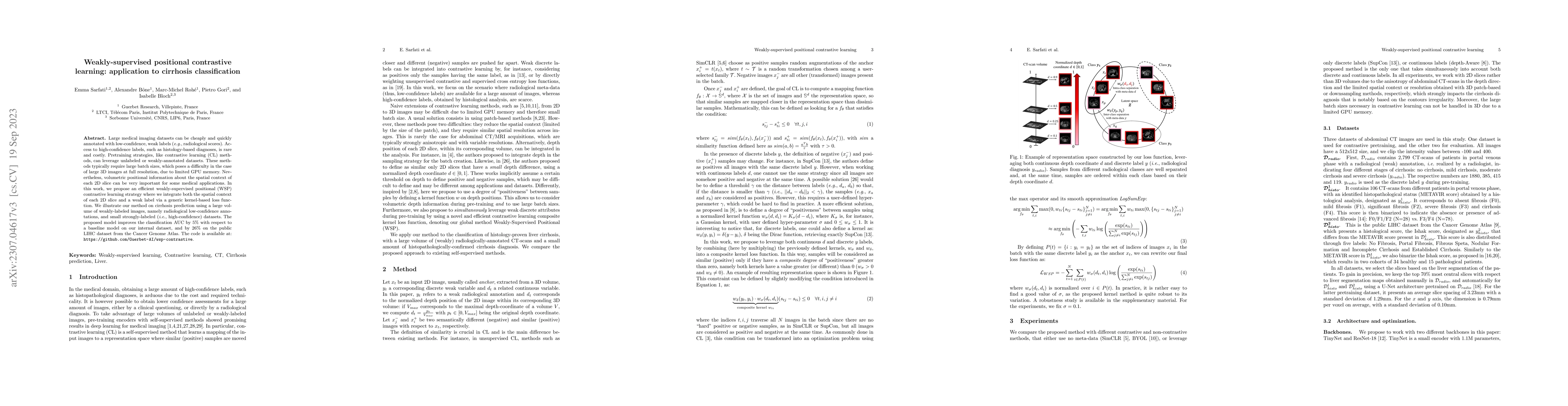 Thumbnail for Weakly-supervised positional contrastive learning: application to
  cirrhosis classification