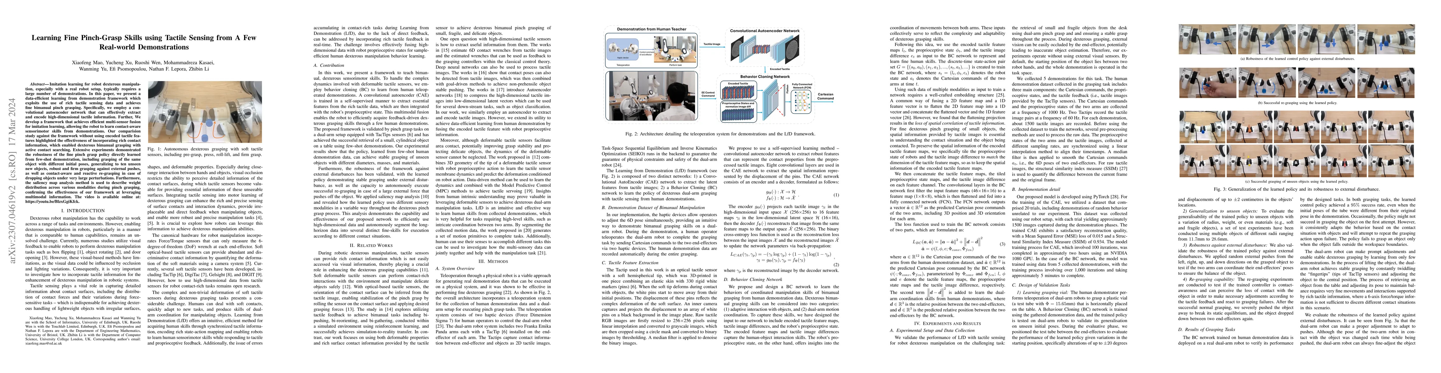 Thumbnail for Learning Fine Pinch-Grasp Skills using Tactile Sensing from A Few
  Real-world Demonstrations