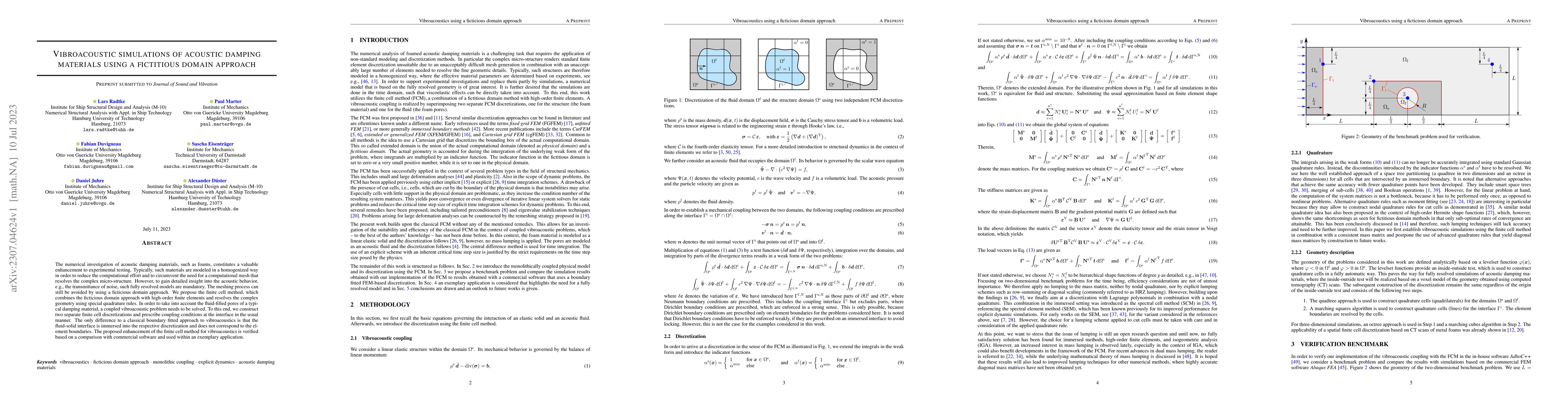Thumbnail for Vibroacoustic simulations of acoustic damping materials using a
  fictitious domain approach