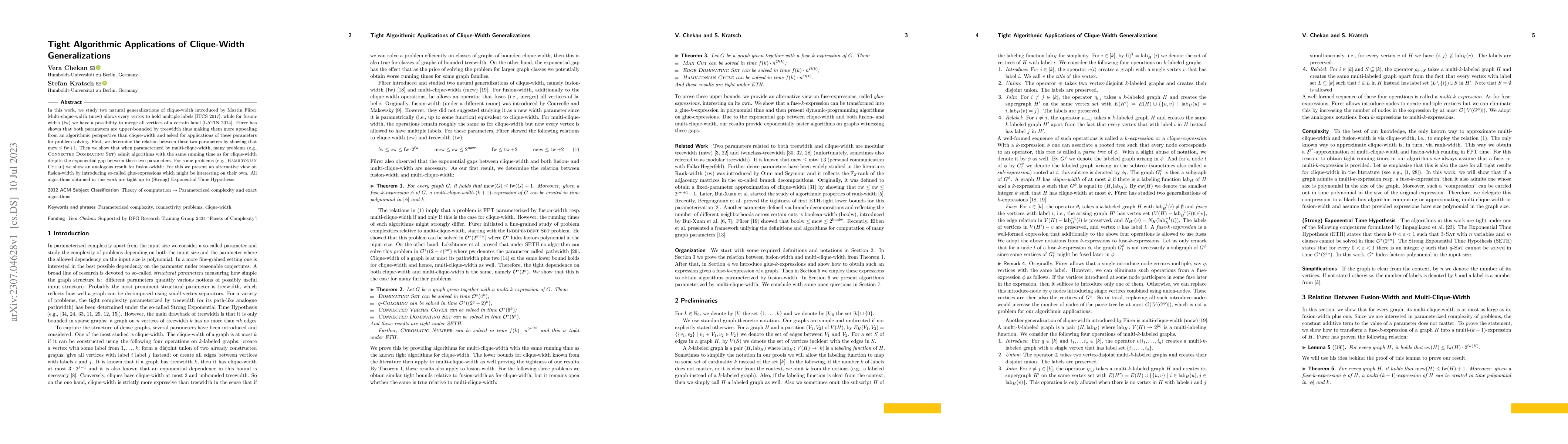 Thumbnail for Tight Algorithmic Applications of Clique-Width Generalizations