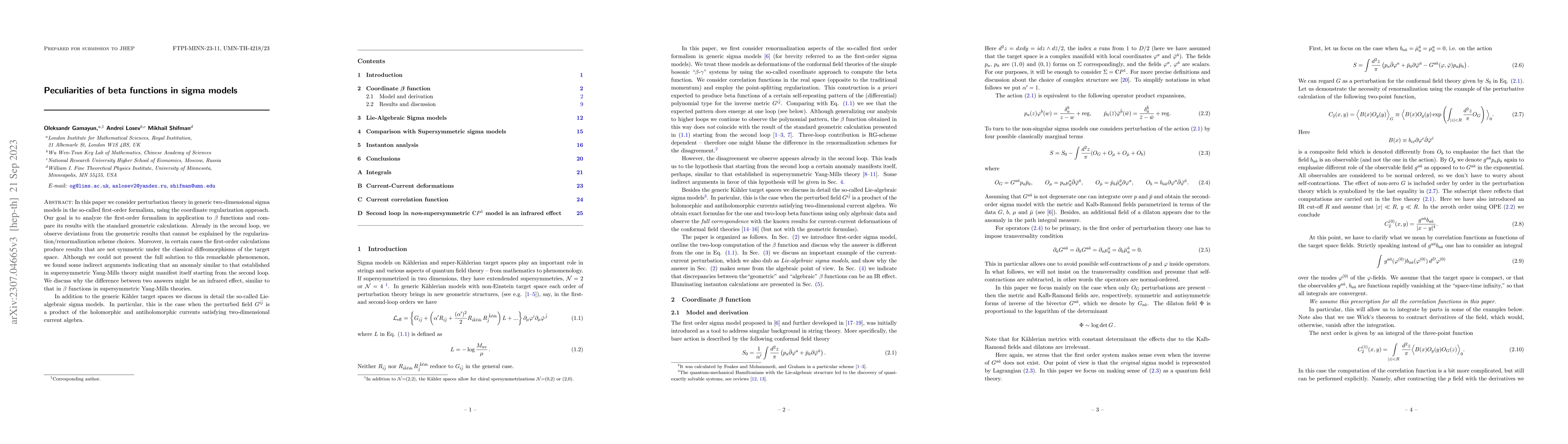 Thumbnail for Peculiarities of beta functions in sigma models