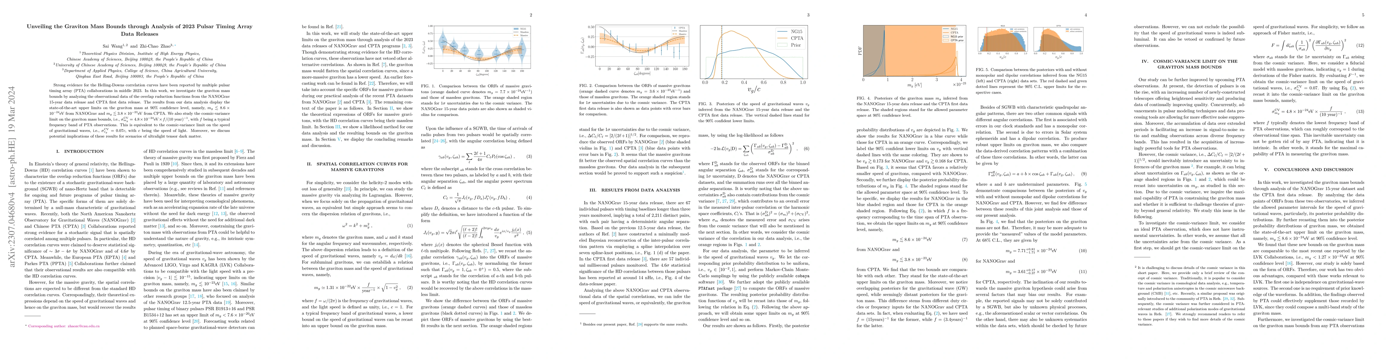 Thumbnail for Unveiling the Graviton Mass Bounds through Analysis of 2023 Pulsar
  Timing Array Data Releases