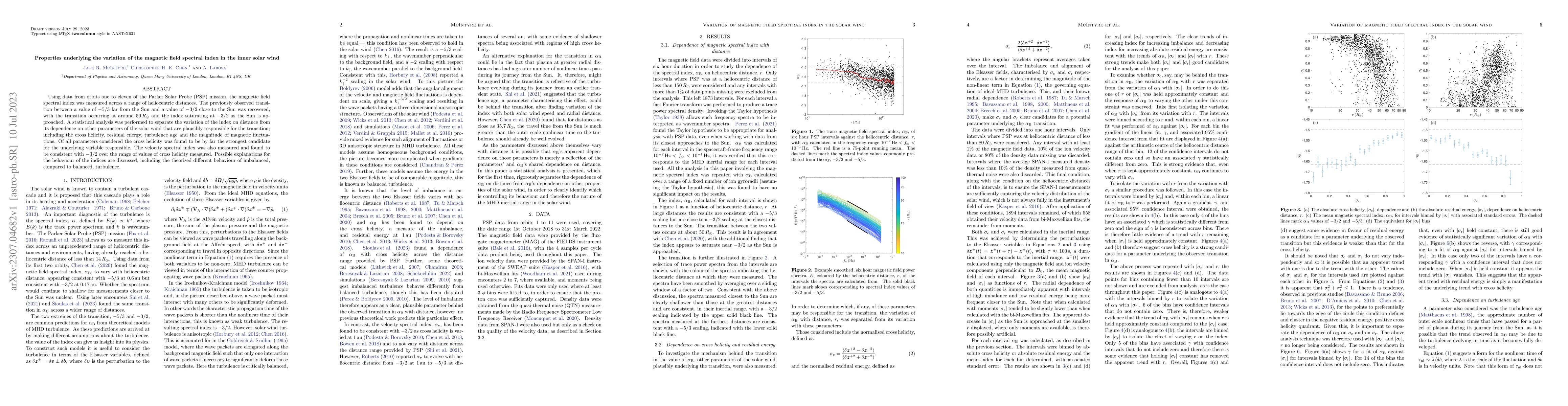 Thumbnail for Properties underlying the variation of the magnetic field spectral index
  in the inner solar wind