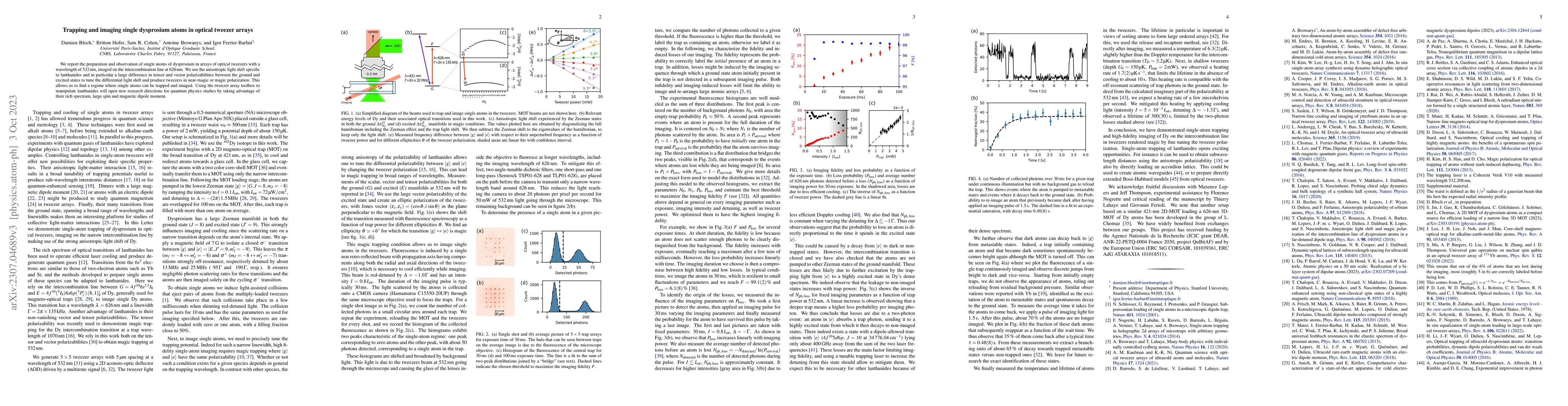 Thumbnail for Trapping and imaging single dysprosium atoms in optical tweezer arrays