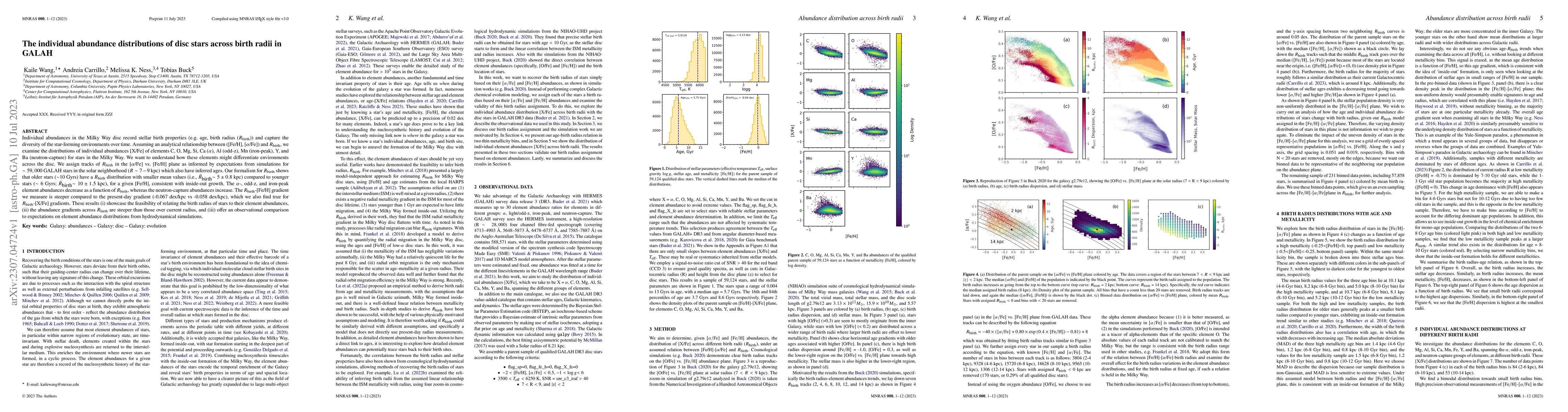 Thumbnail for The individual abundance distributions of disc stars across birth radii
  in GALAH
