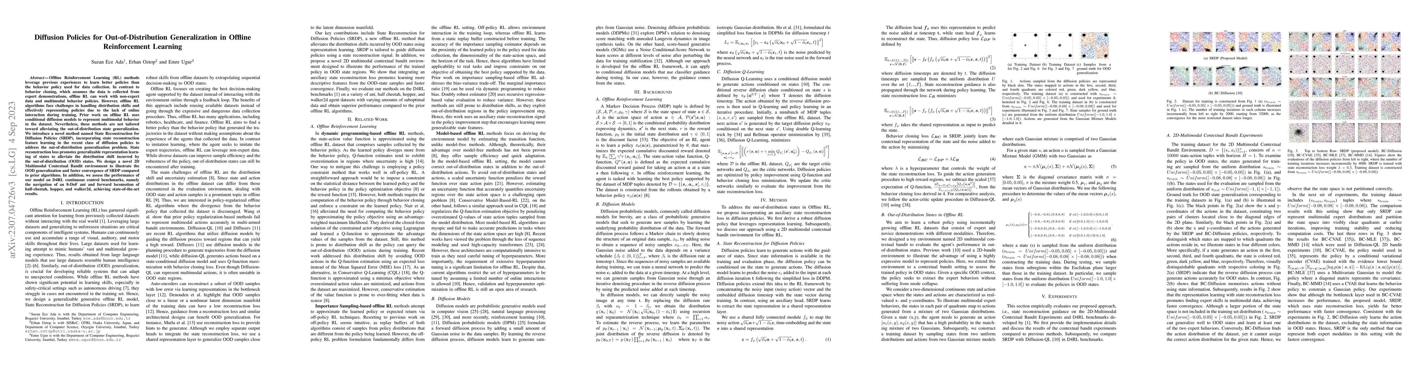 Thumbnail for Diffusion Policies for Out-of-Distribution Generalization in Offline
  Reinforcement Learning