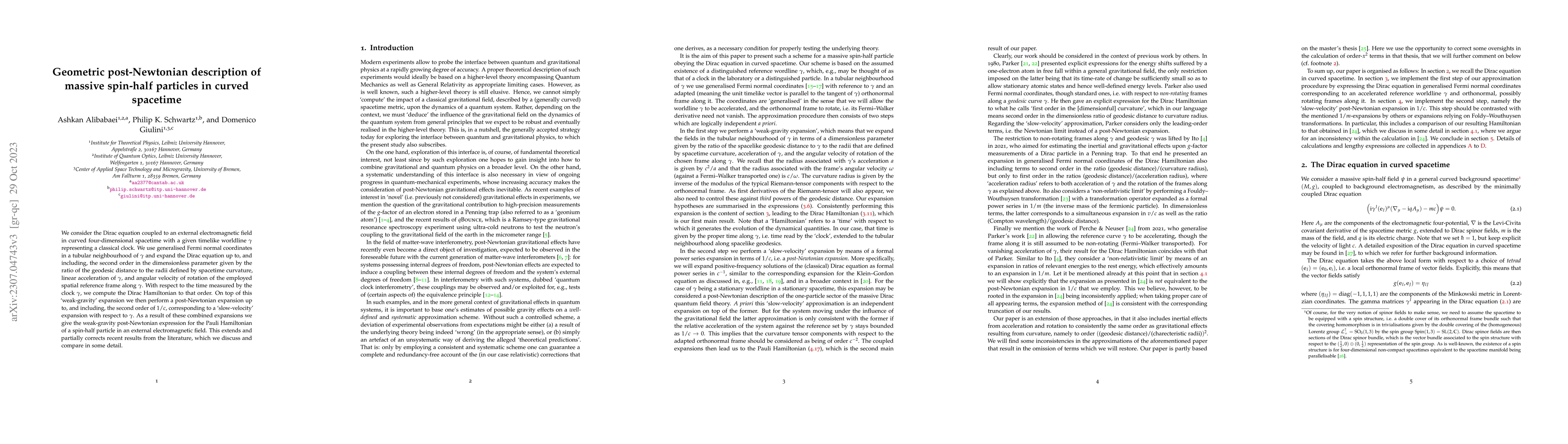 Thumbnail for Geometric post-Newtonian description of massive spin-half particles in
  curved spacetime