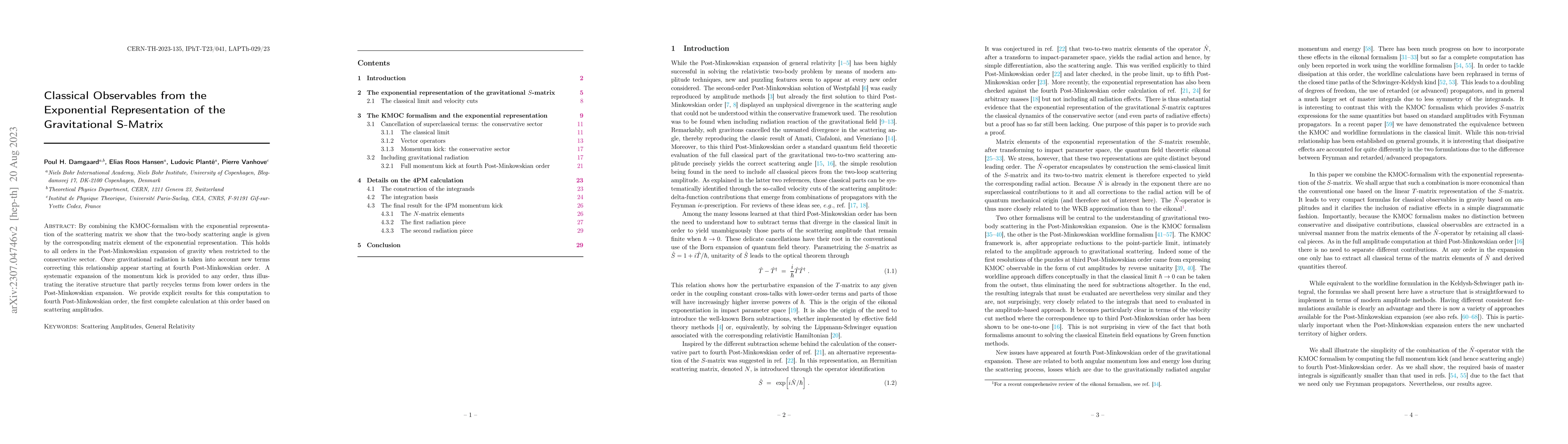 Thumbnail for Classical Observables from the Exponential Representation of the
  Gravitational S-Matrix