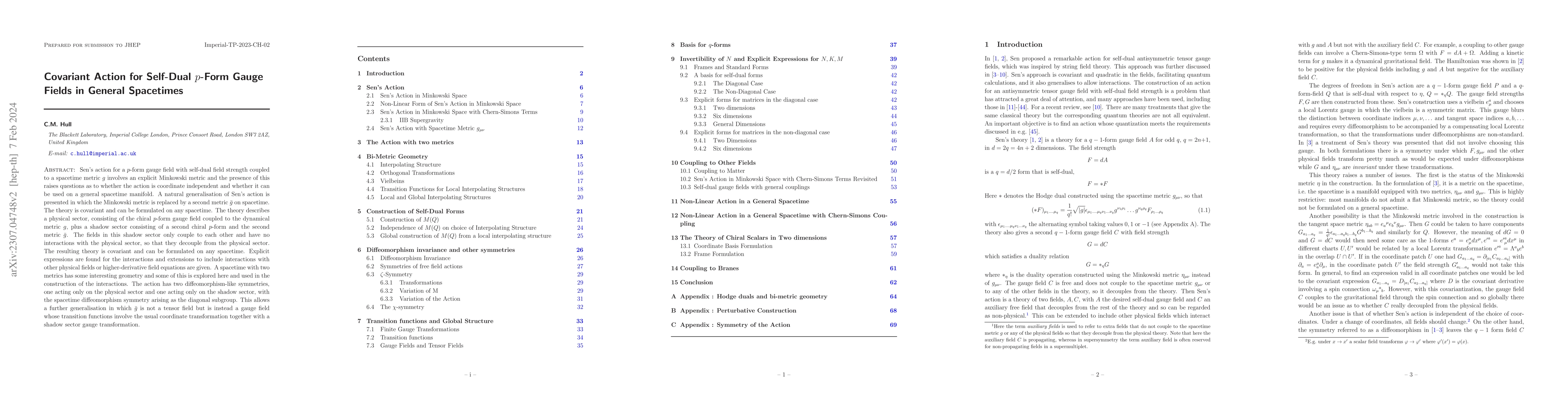 Thumbnail for Covariant Action for Self-Dual p-Form Gauge Fields in General Spacetimes