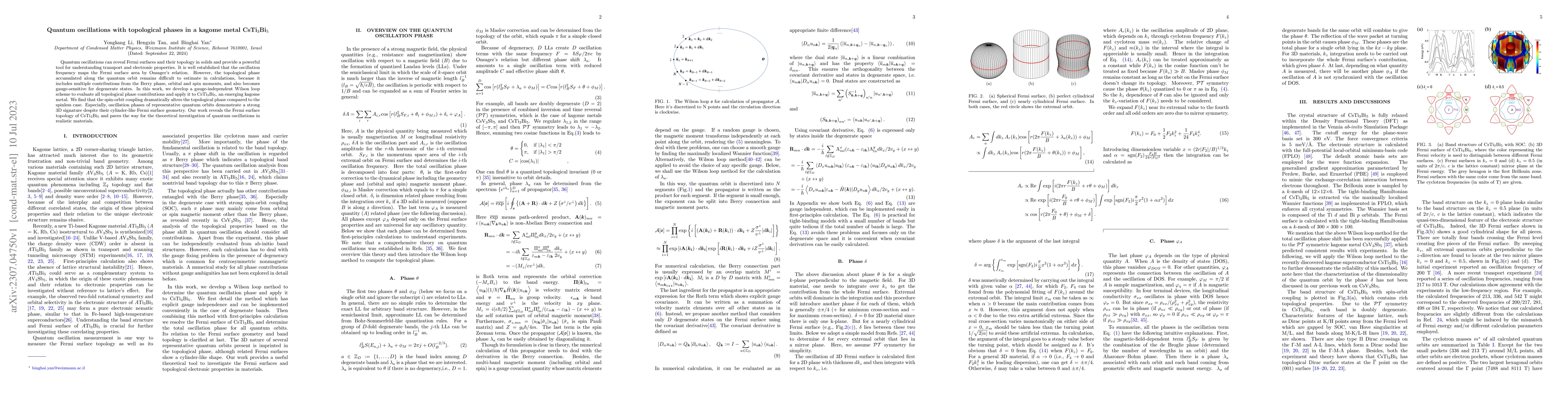 Thumbnail for Quantum oscillations with topological phases in a kagome metal
  CsTi$_3$Bi$_5$