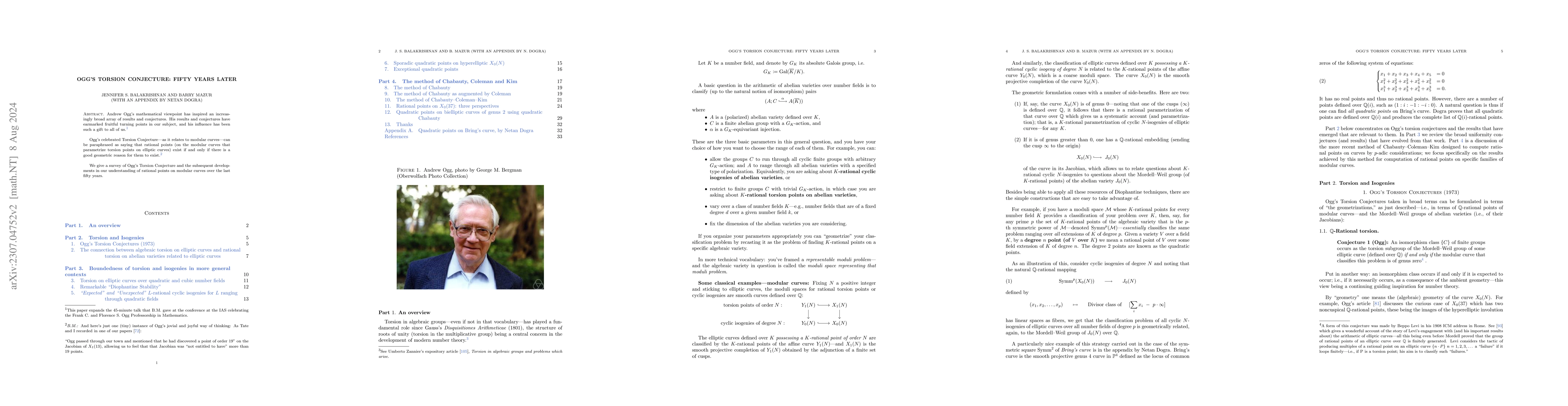Thumbnail for Ogg's Torsion conjecture: Fifty years later