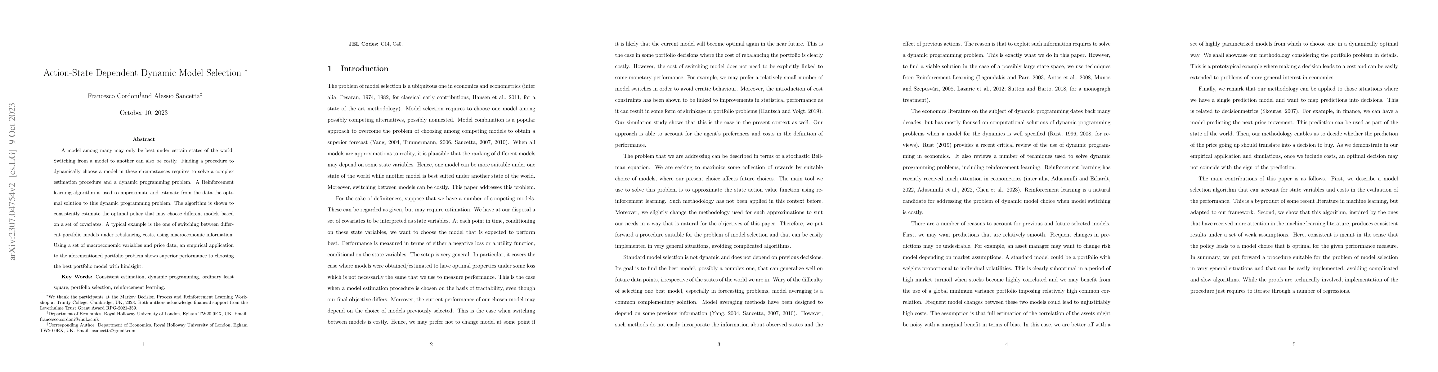 Thumbnail for Action-State Dependent Dynamic Model Selection