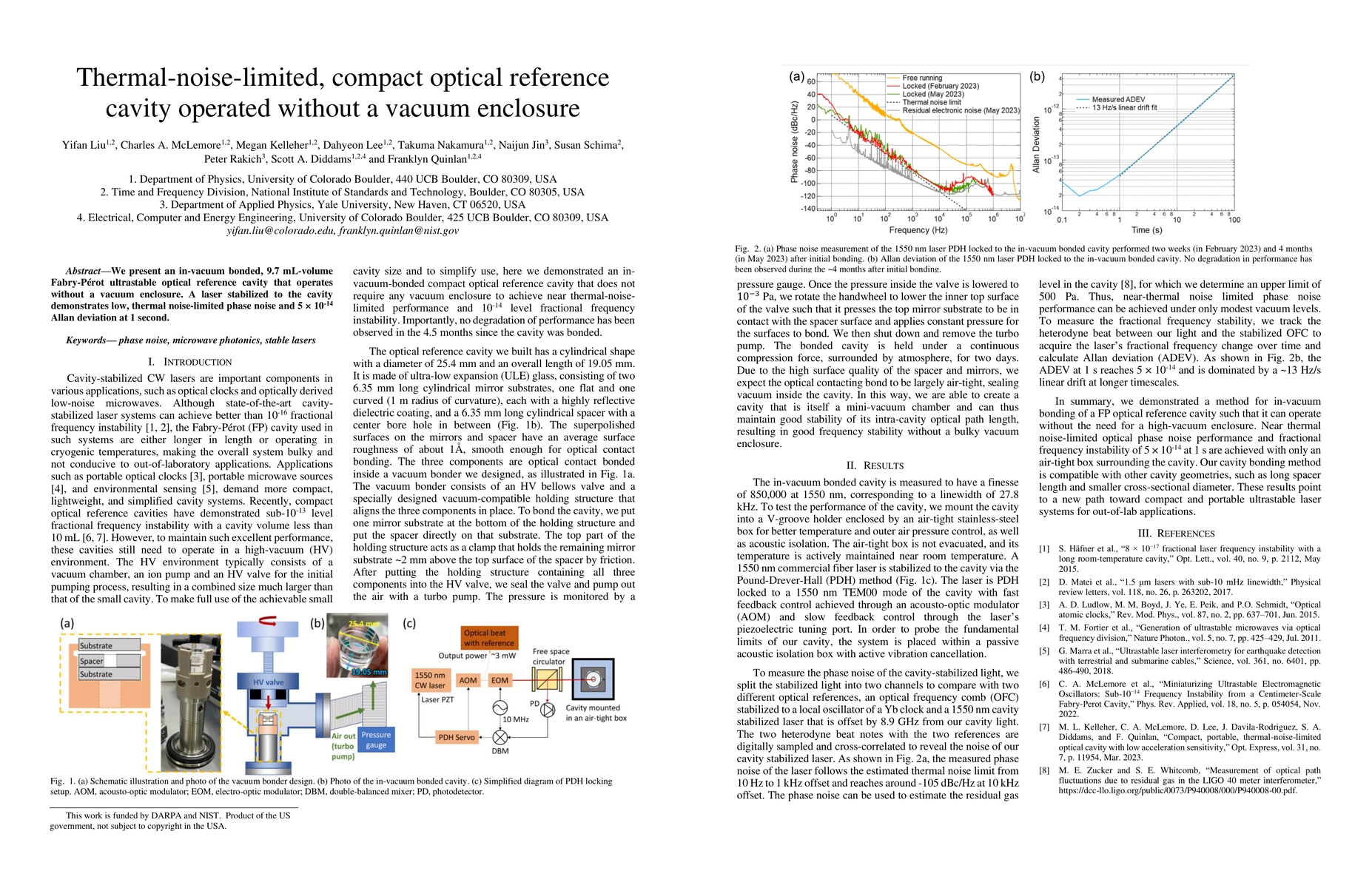 Thumbnail for Thermal-noise-limited, compact optical reference cavity operated without
  a vacuum enclosure