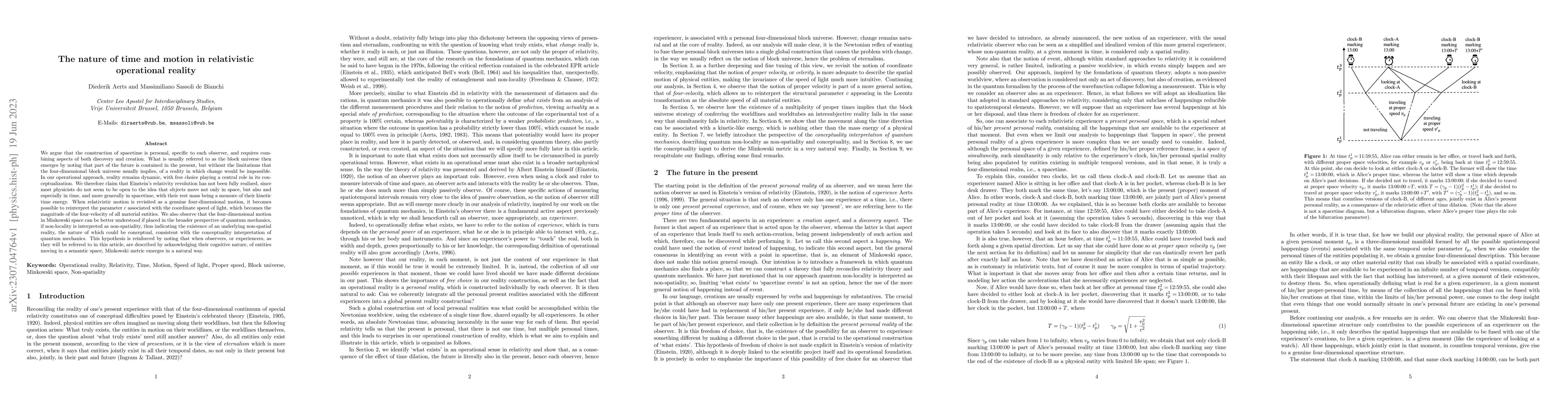 Thumbnail for The nature of time and motion in relativistic operational reality