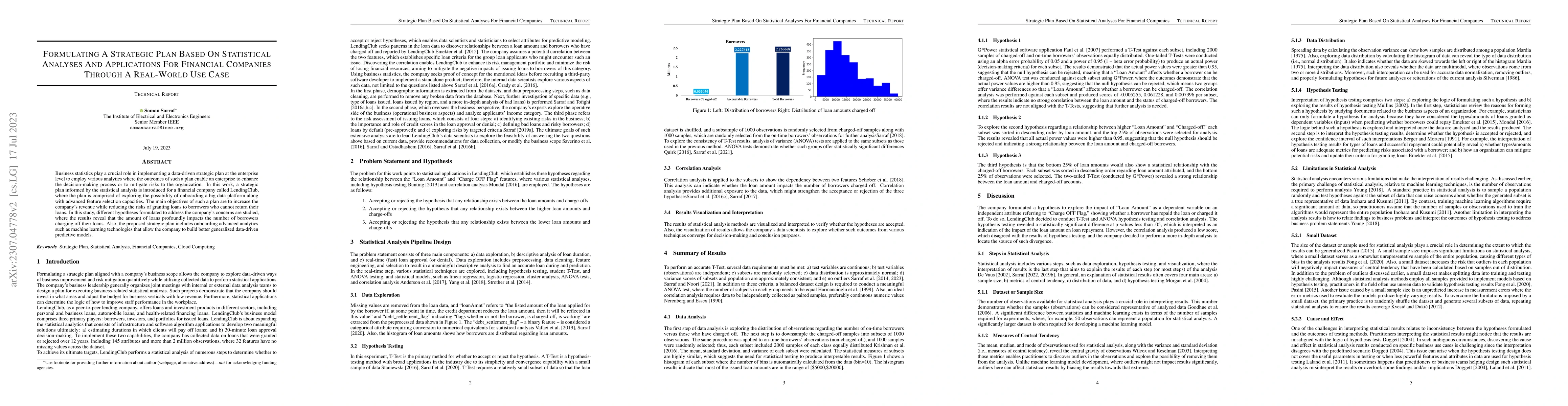 Thumbnail for Formulating A Strategic Plan Based On Statistical Analyses And
  Applications For Financial Companies Through A Real-World Use Case