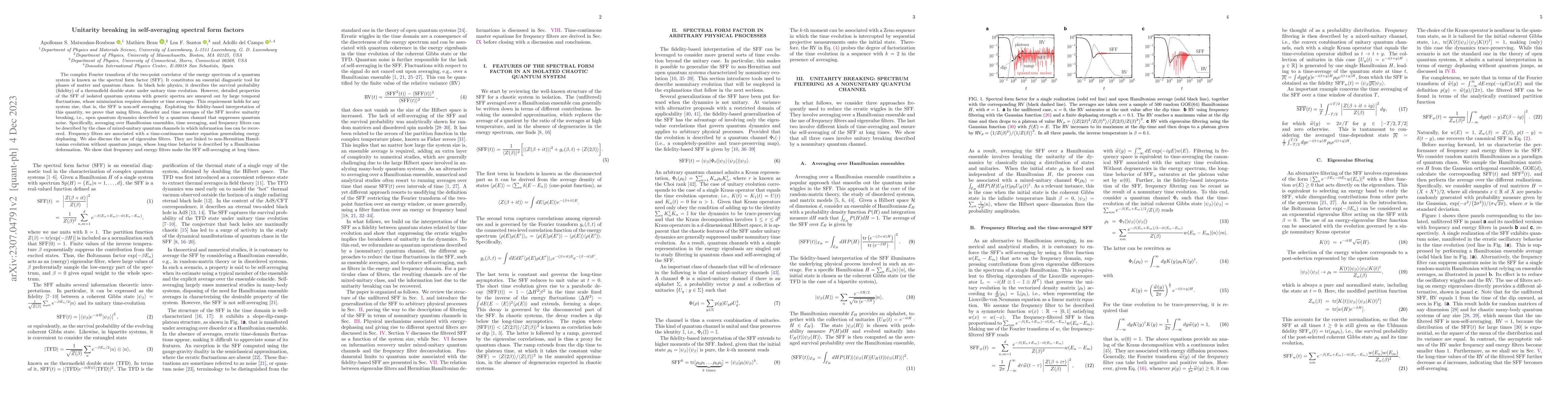 Thumbnail for Unitarity breaking in self-averaging spectral form factors