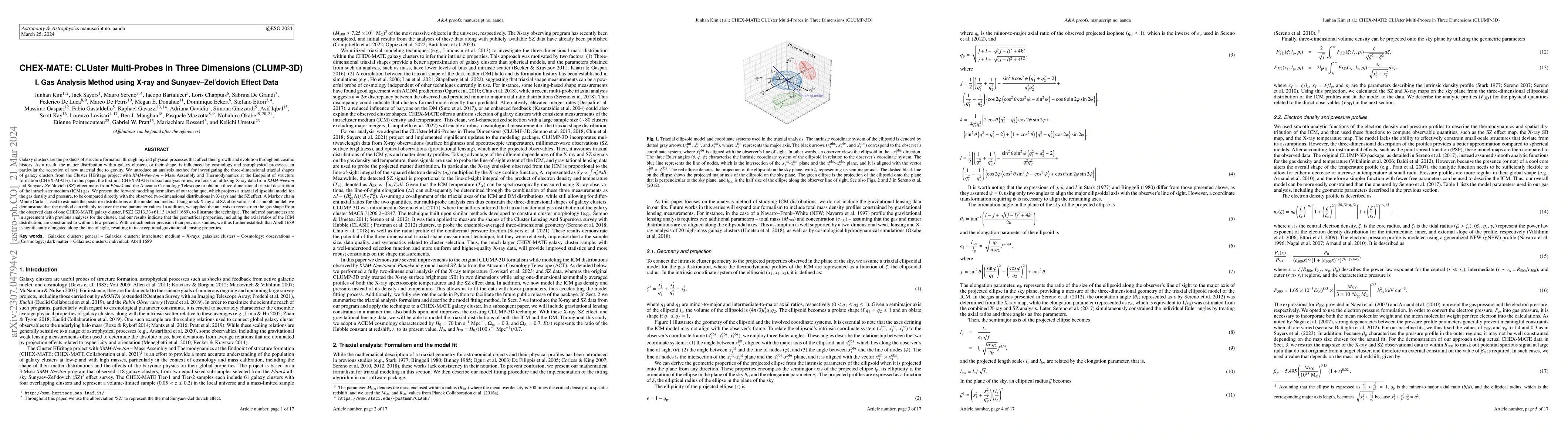 Thumbnail for CHEX-MATE: CLUster Multi-Probes in Three Dimensions (CLUMP-3D), I. Gas
  Analysis Method using X-ray and Sunyaev-Zel'dovich Effect Data