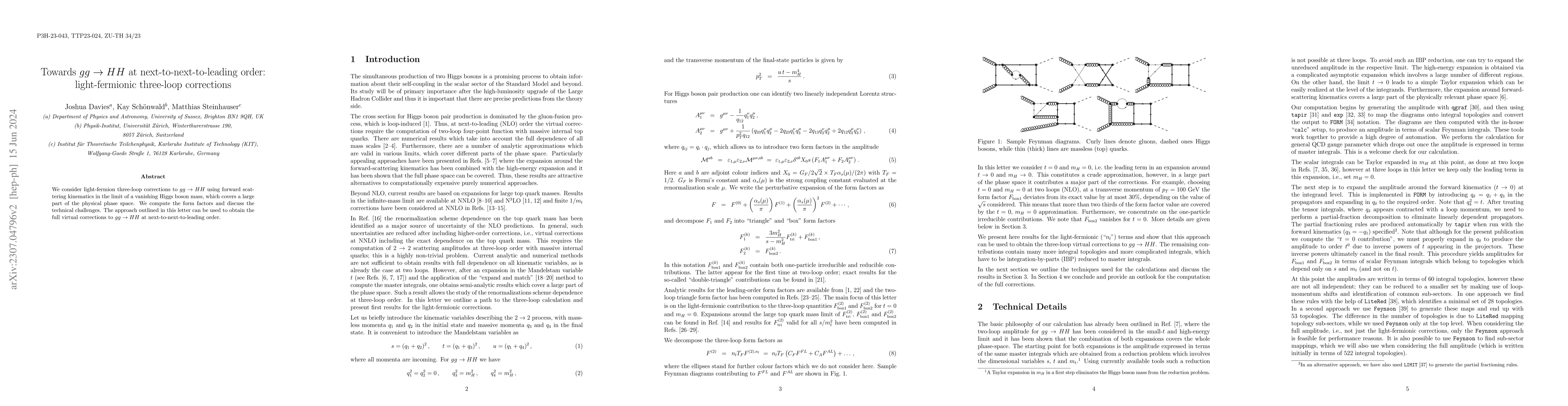 Thumbnail for Towards $gg\to HH$ at next-to-next-to-leading order: light-fermionic
  three-loop corrections