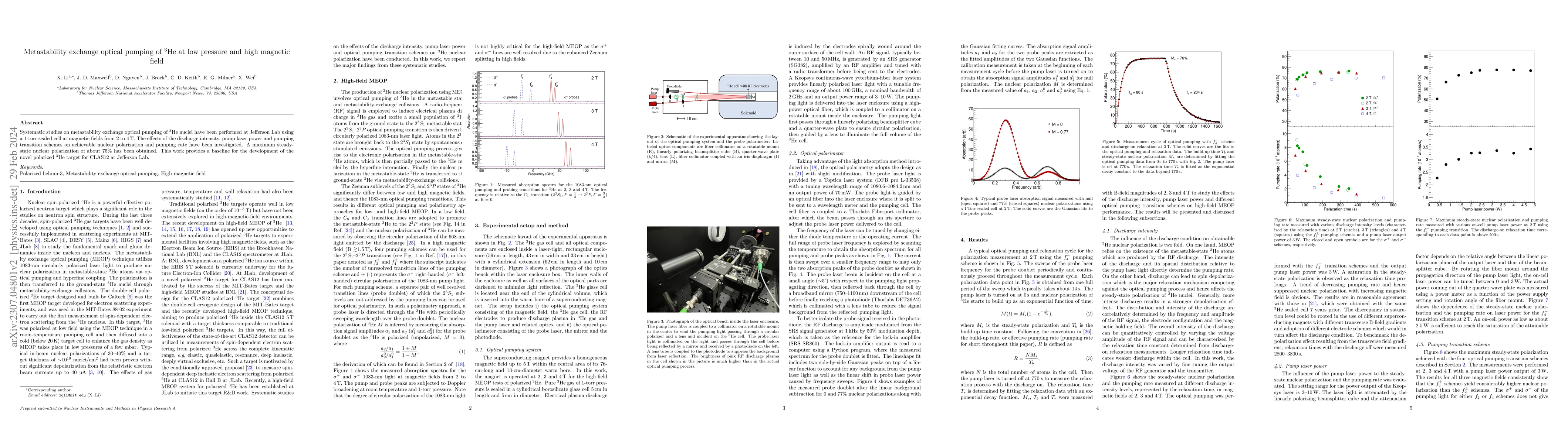Thumbnail for Metastability exchange optical pumping of $^3$He at low pressure and
  high magnetic field