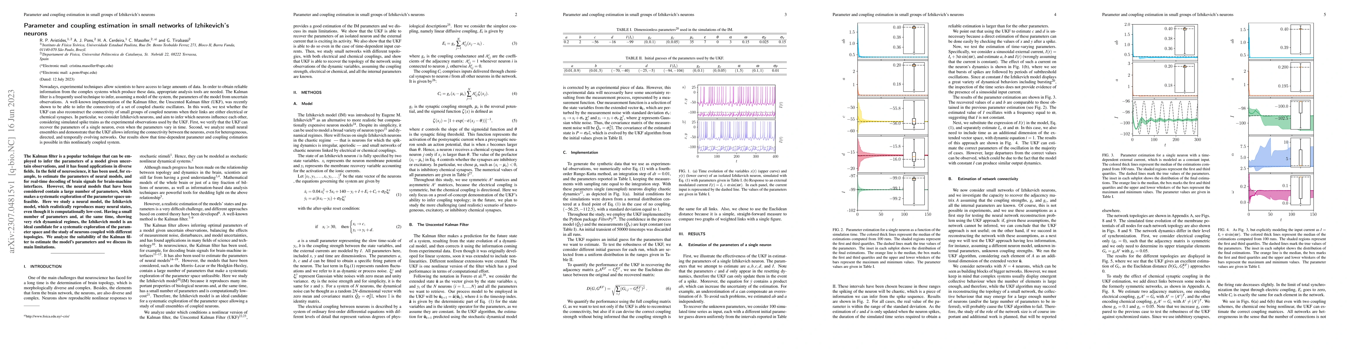 Thumbnail for Parameter and coupling estimation in small groups of Izhikevich neurons