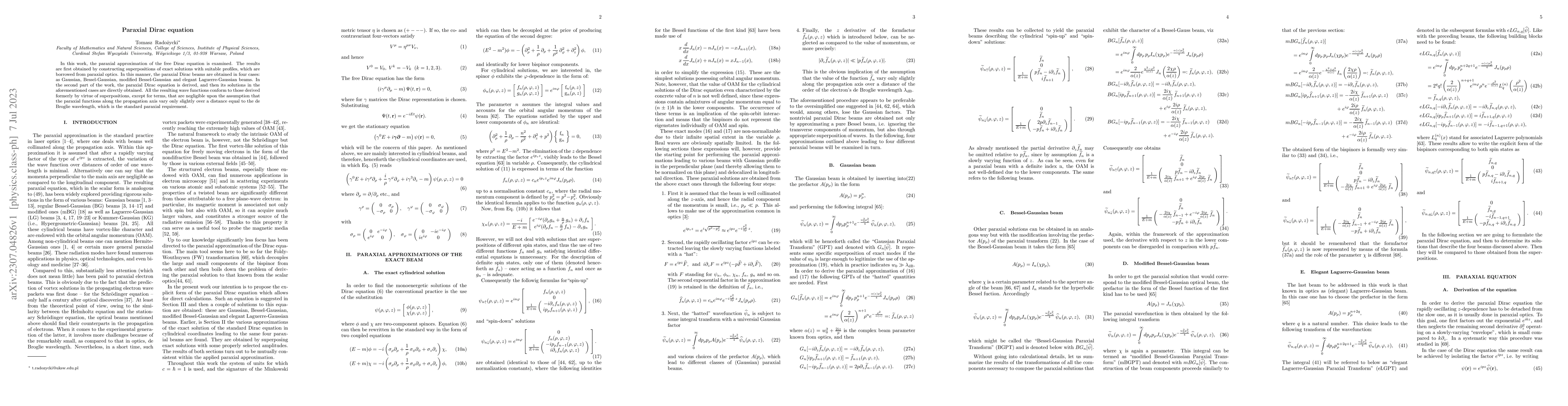 Thumbnail for Paraxial Dirac equation
