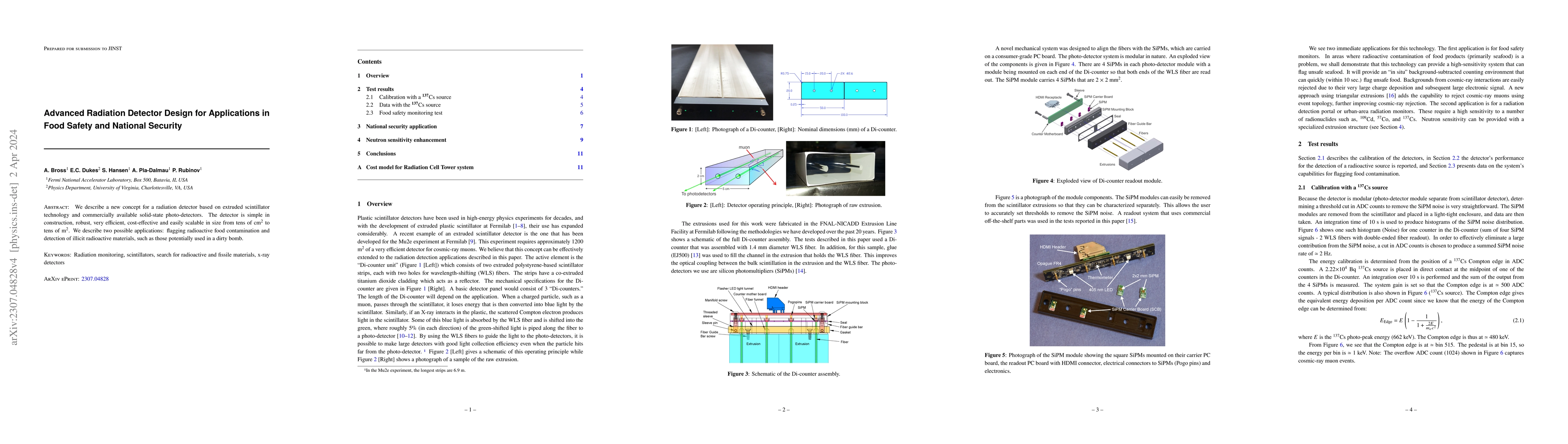 Thumbnail for Advanced Radiation Panel design for applications in National Security
  and Food Safety