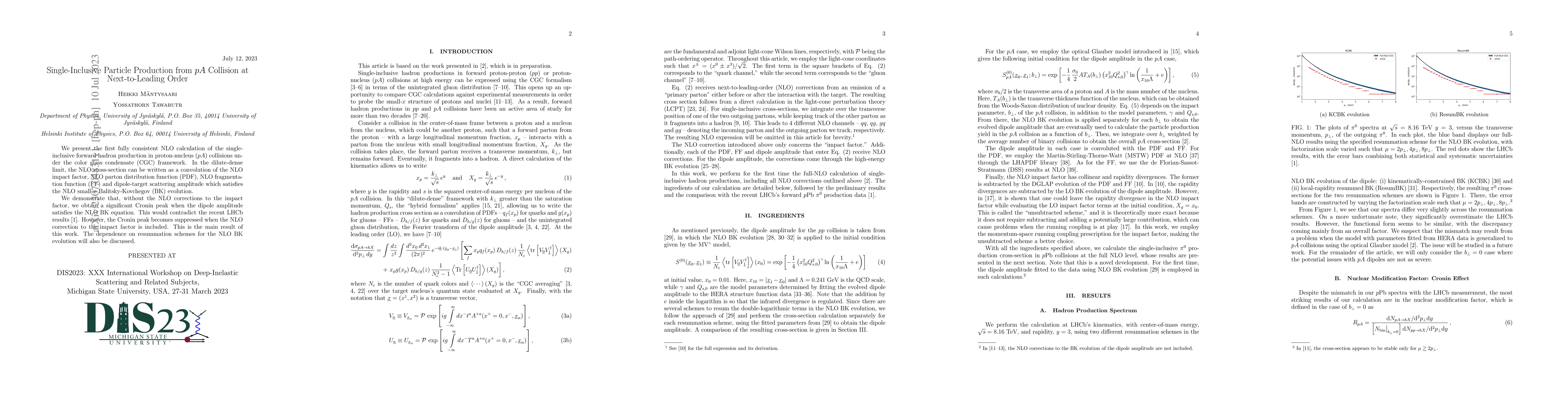Thumbnail for Single-Inclusive Particle Production from $pA$ Collision at
  Next-to-Leading Order