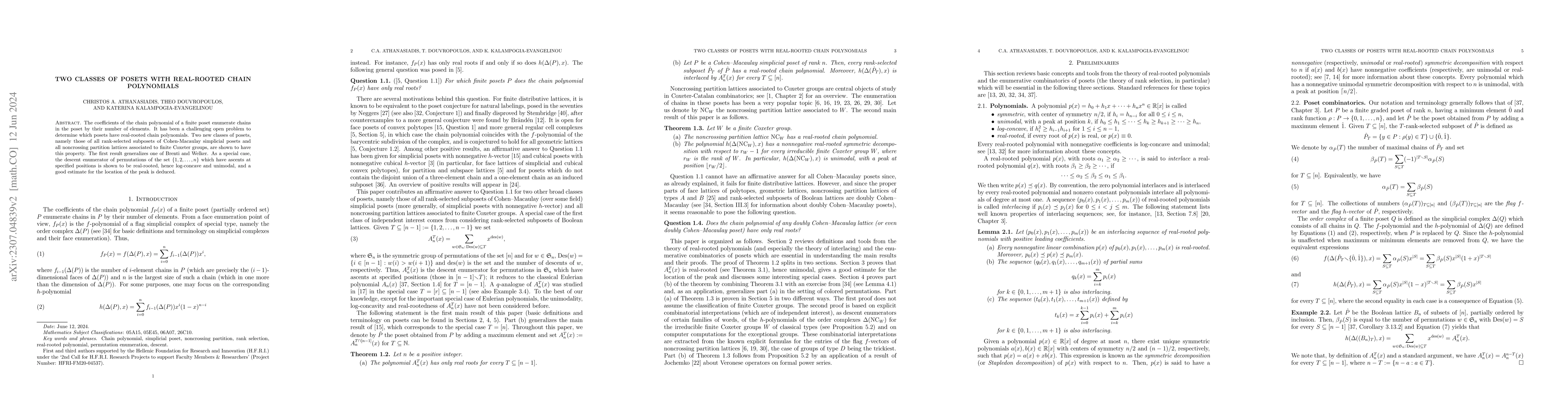 Thumbnail for Two classes of posets with real-rooted chain polynomials