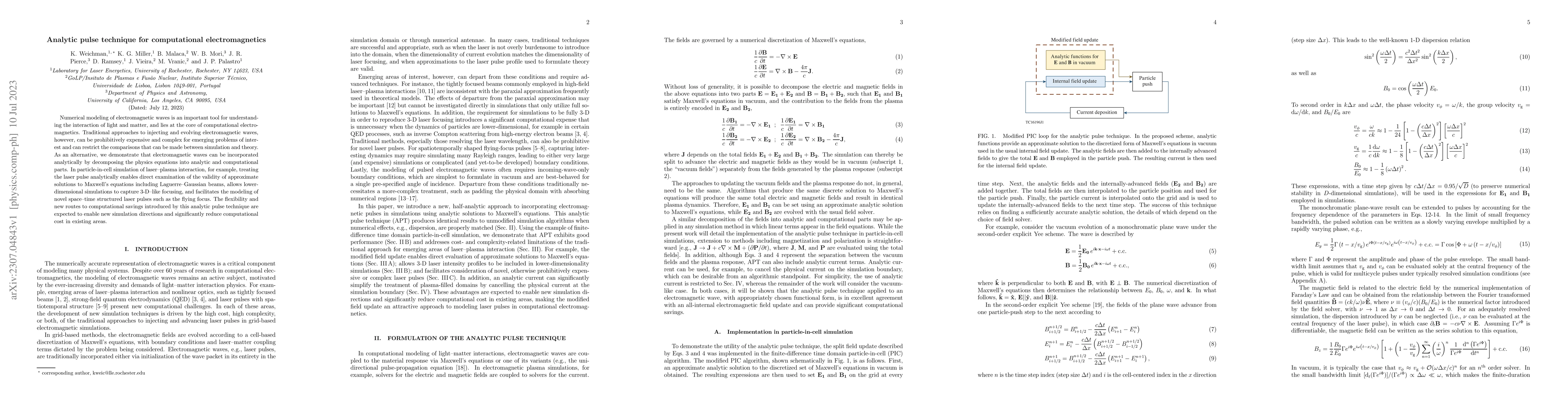 Thumbnail for Analytic pulse technique for computational electromagnetics