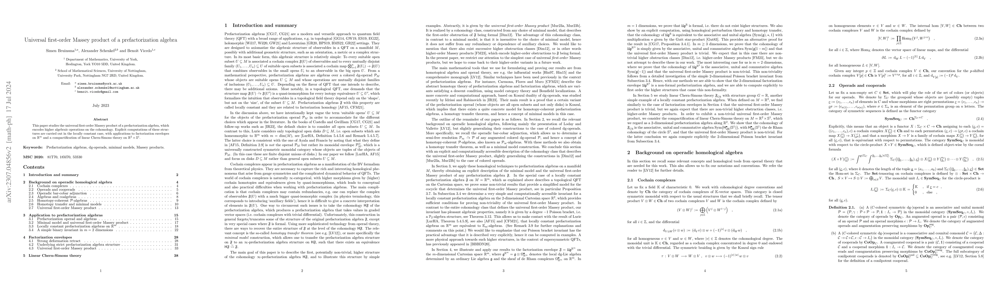Thumbnail for Universal first-order Massey product of a prefactorization algebra