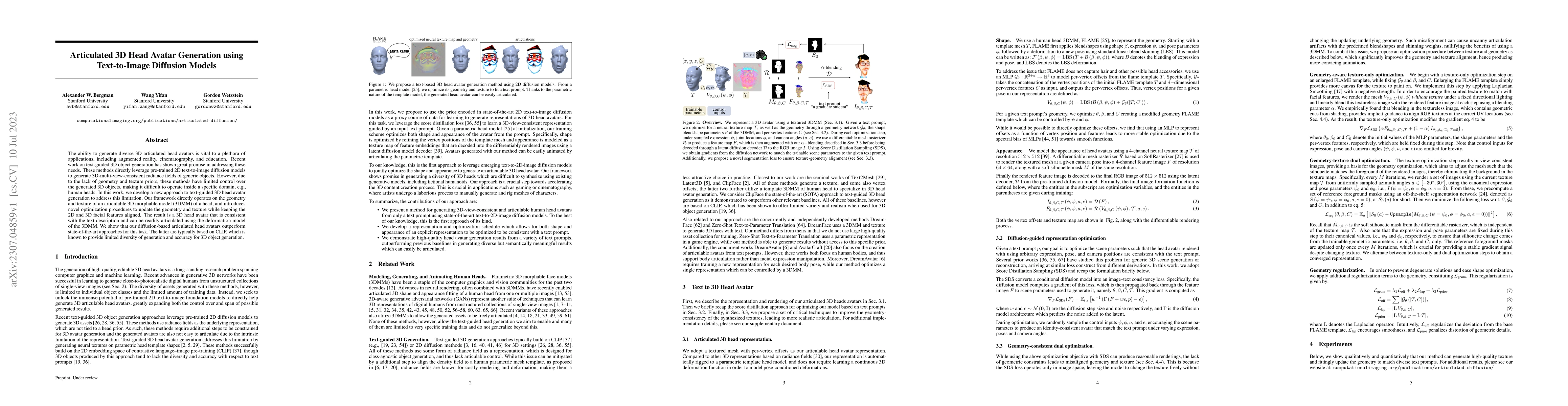 Thumbnail for Articulated 3D Head Avatar Generation using Text-to-Image Diffusion
  Models