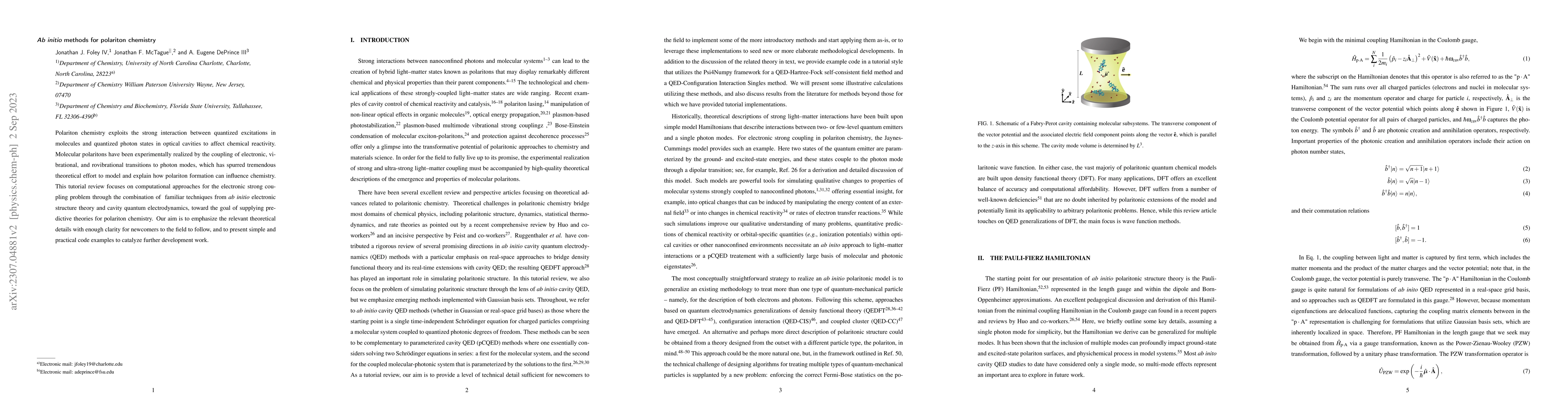 Thumbnail for Ab initio methods for polariton chemistry