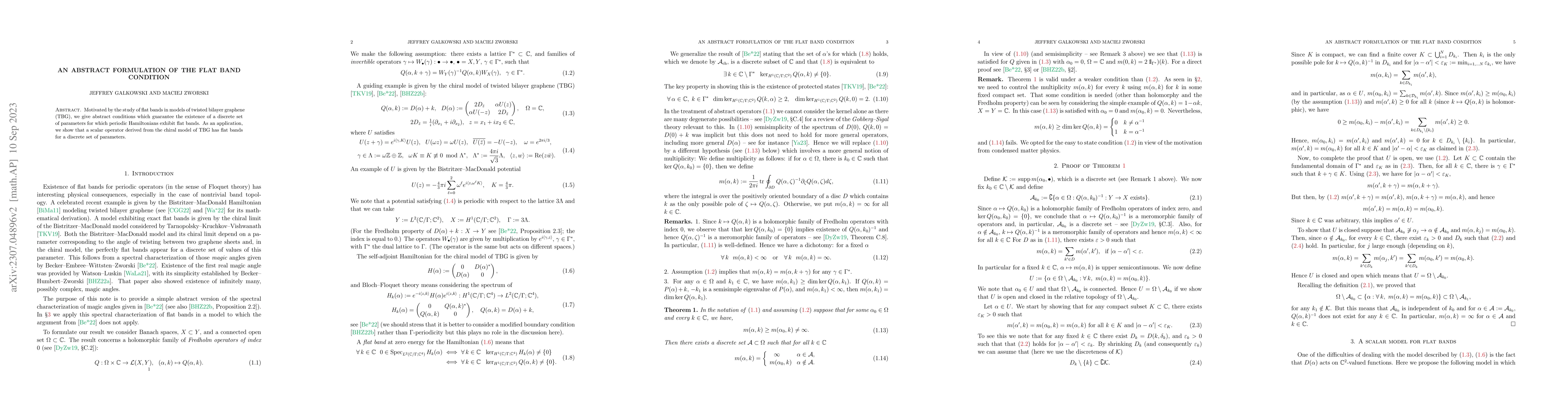 Thumbnail for An abstract formulation of the flat band condition