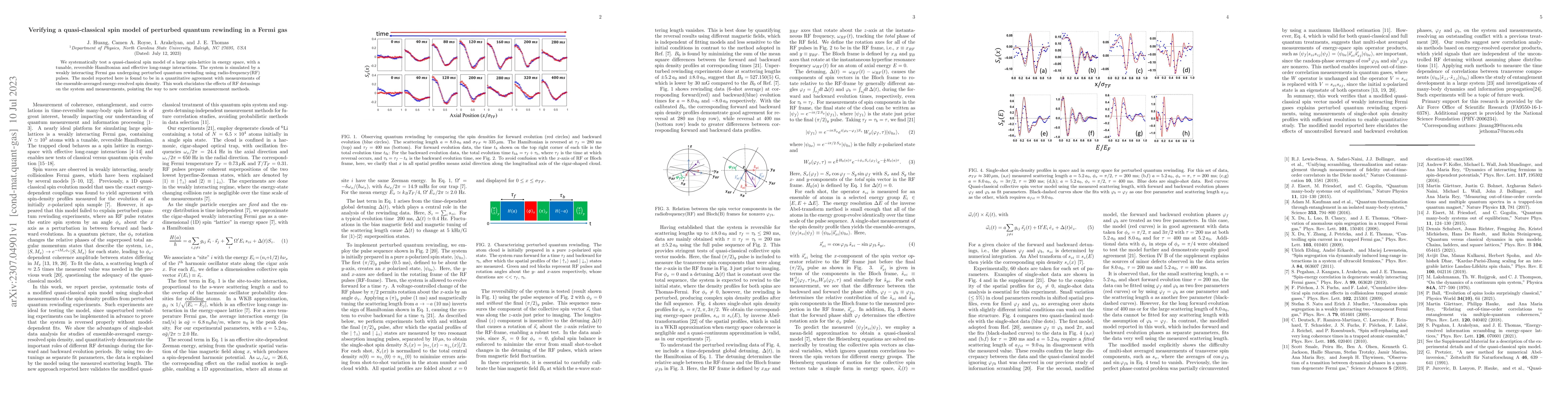 Thumbnail for Verifying a quasi-classical spin model of perturbed quantum rewinding in
  a Fermi gas