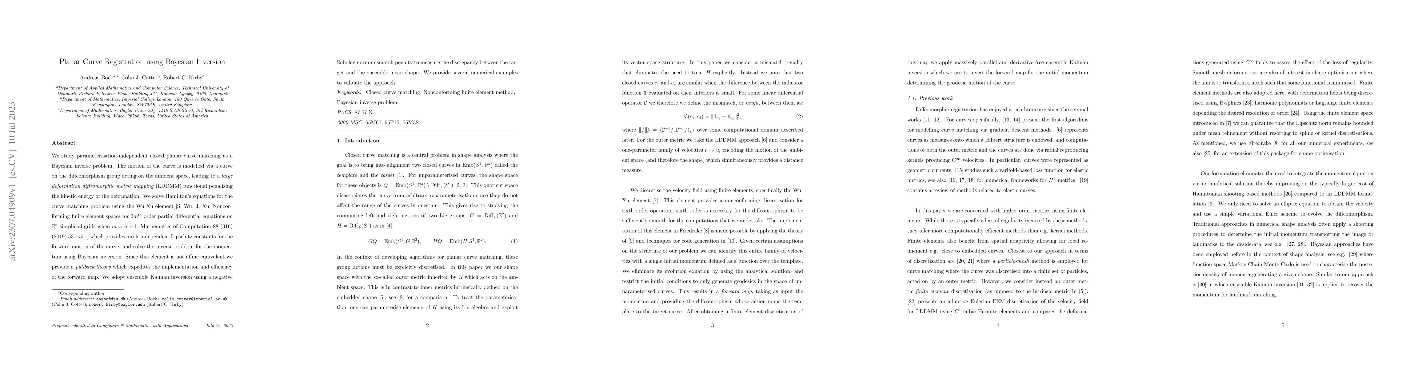 Thumbnail for Planar Curve Registration using Bayesian Inversion