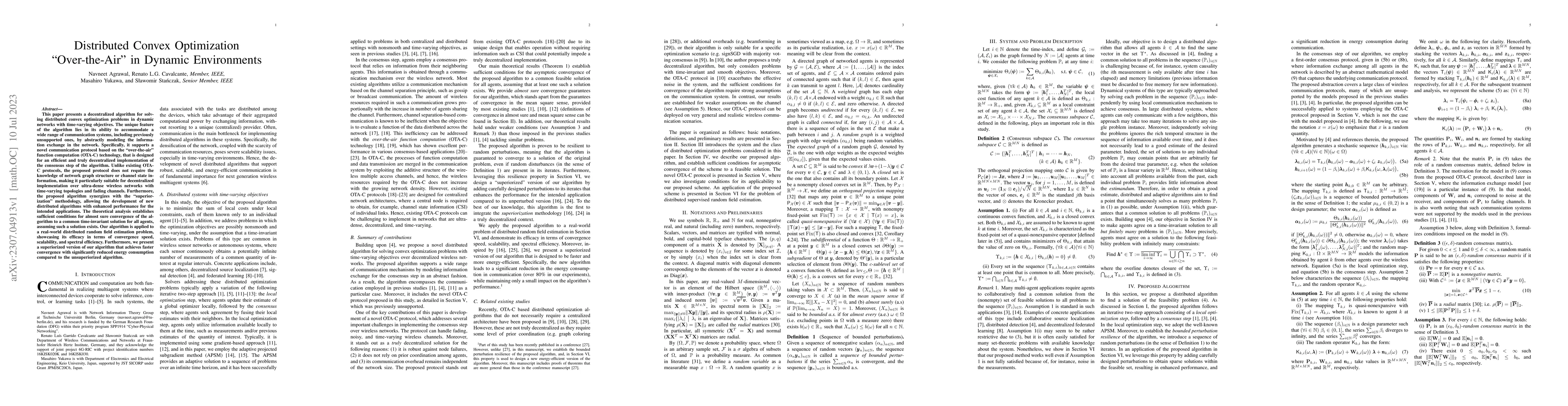 Thumbnail for Distributed Convex Optimization "Over-the-Air" in Dynamic Environments