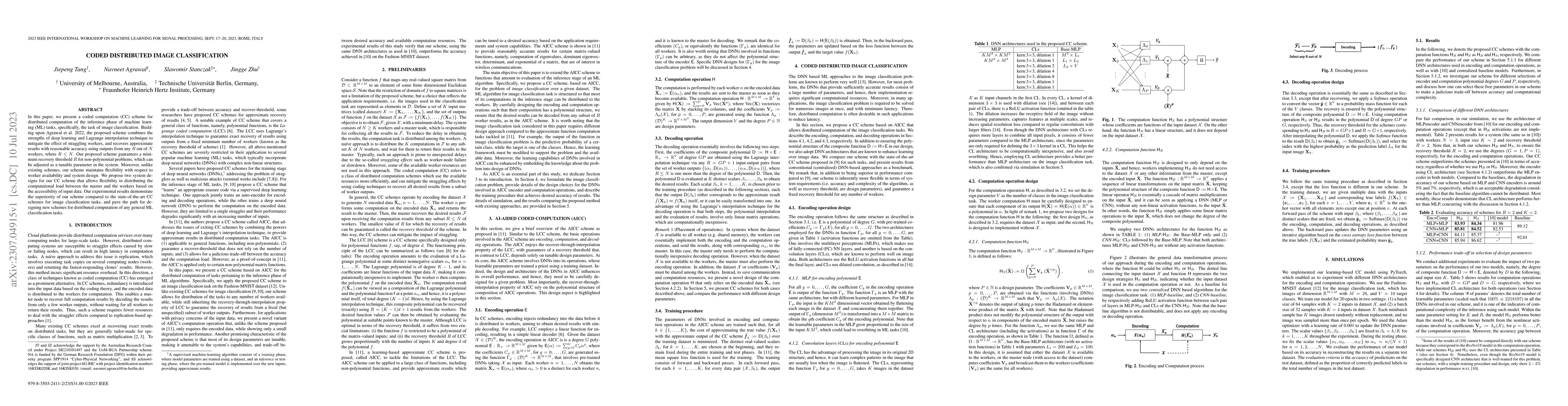 Thumbnail for Coded Distributed Image Classification