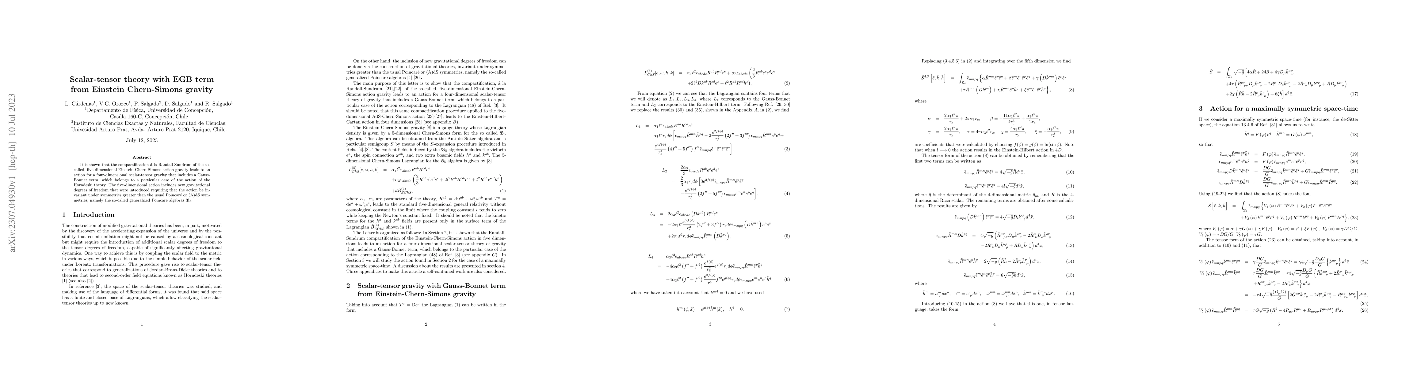 Thumbnail for Scalar-tensor theory with EGB term from Einstein Chern-Simons gravity