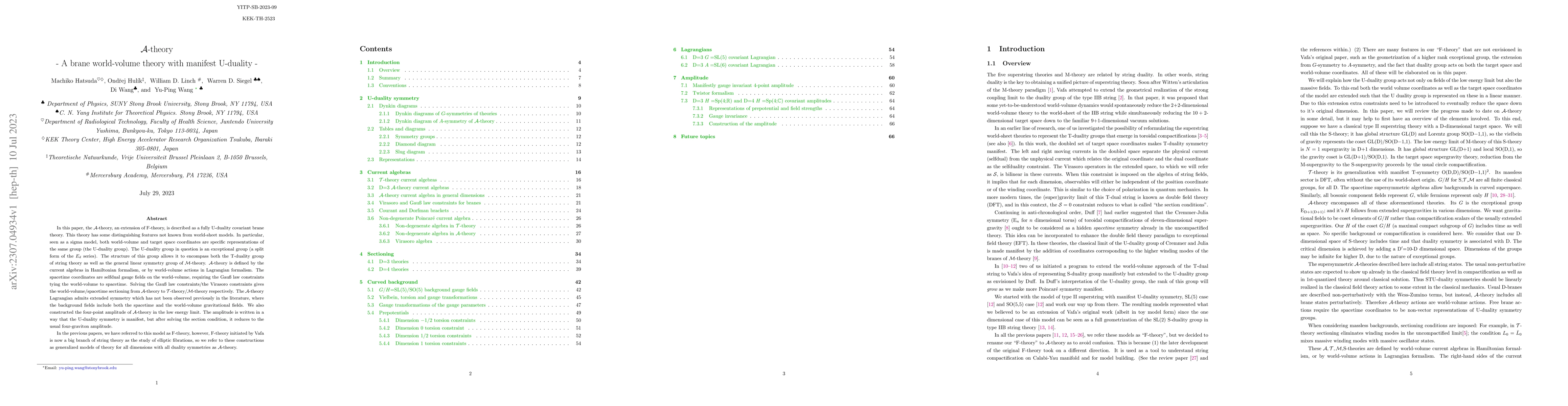 Thumbnail for $\mathcal{A}$-theory: A brane world-volume theory with manifest
  U-duality