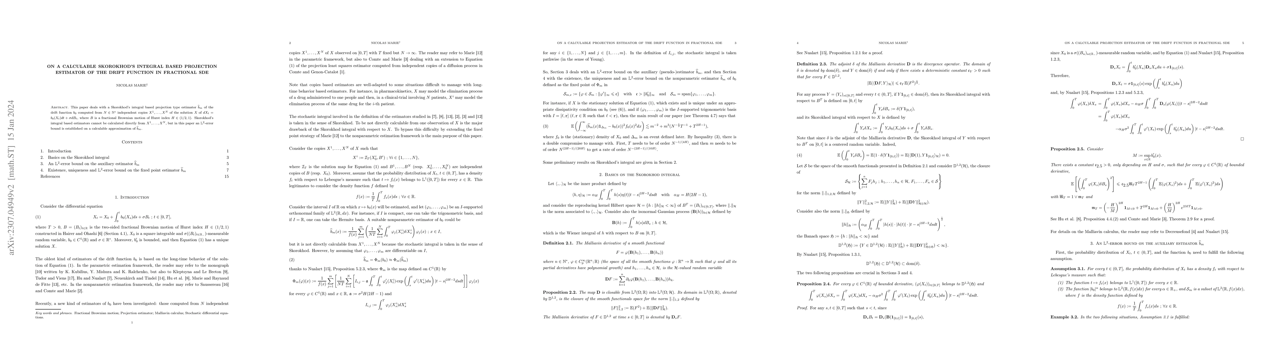 Thumbnail for On a Calculable Skorokhod's Integral Based Projection Estimator of the
  Drift Function in Fractional SDE
