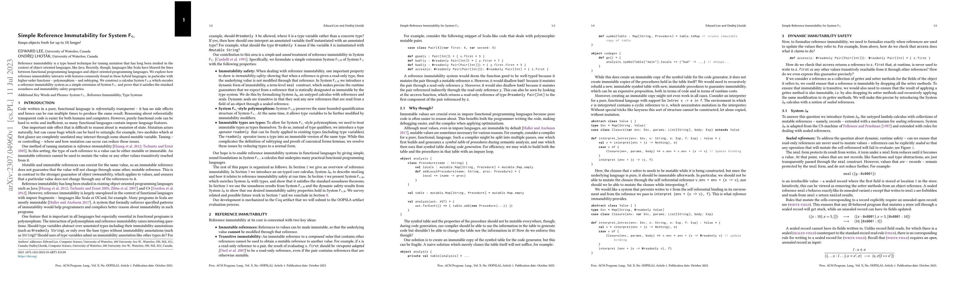 Thumbnail for Simple Reference Immutability for System F-sub