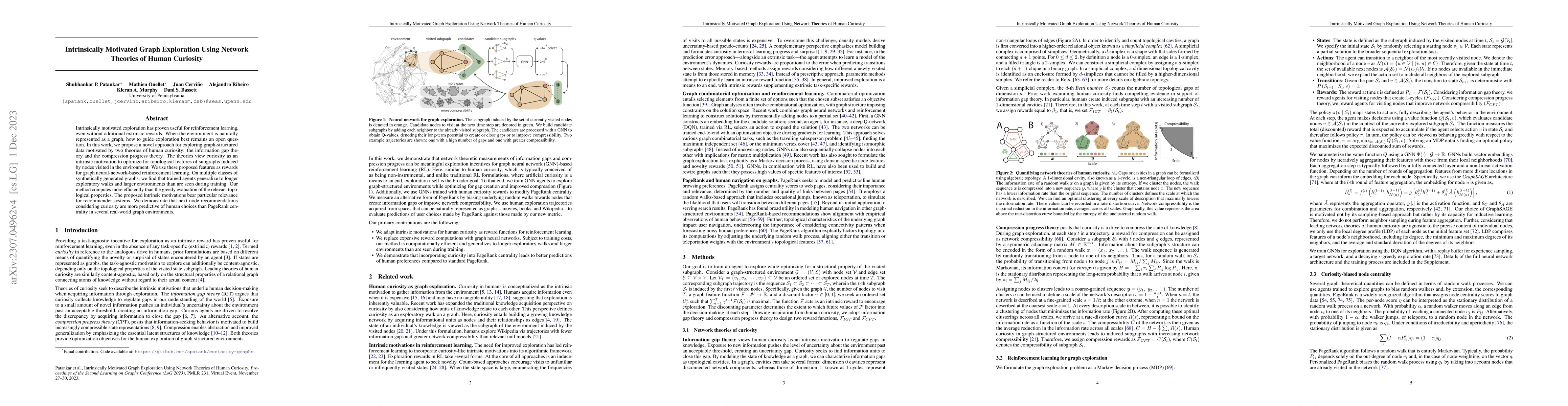 Thumbnail for Intrinsically motivated graph exploration using network theories of
  human curiosity