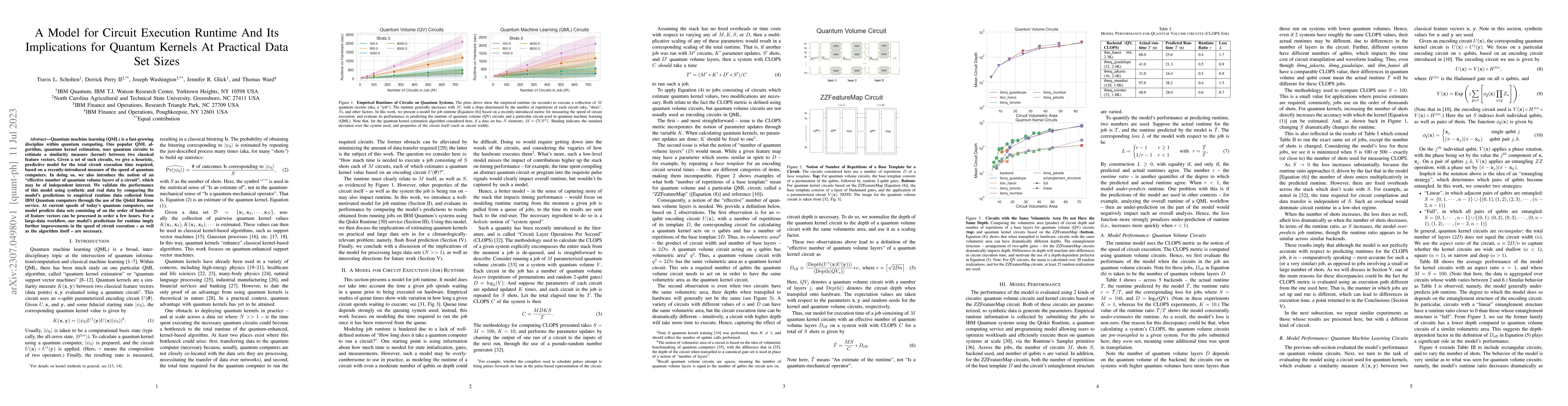 Thumbnail for A Model for Circuit Execution Runtime And Its Implications for Quantum
  Kernels At Practical Data Set Sizes