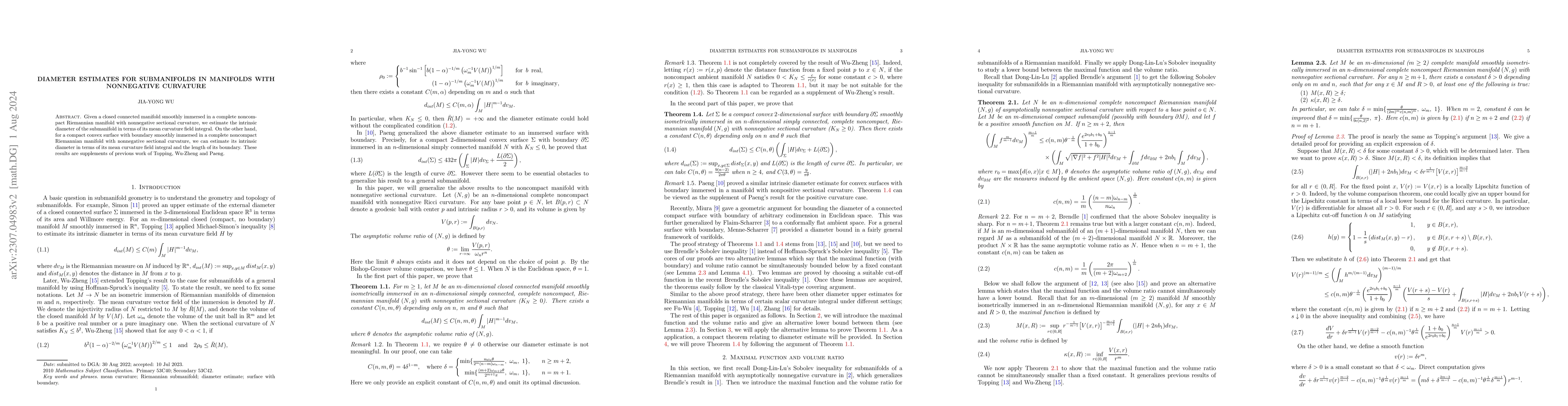 Thumbnail for Diameter estimates for submanifolds in manifolds with nonnegative
  curvature