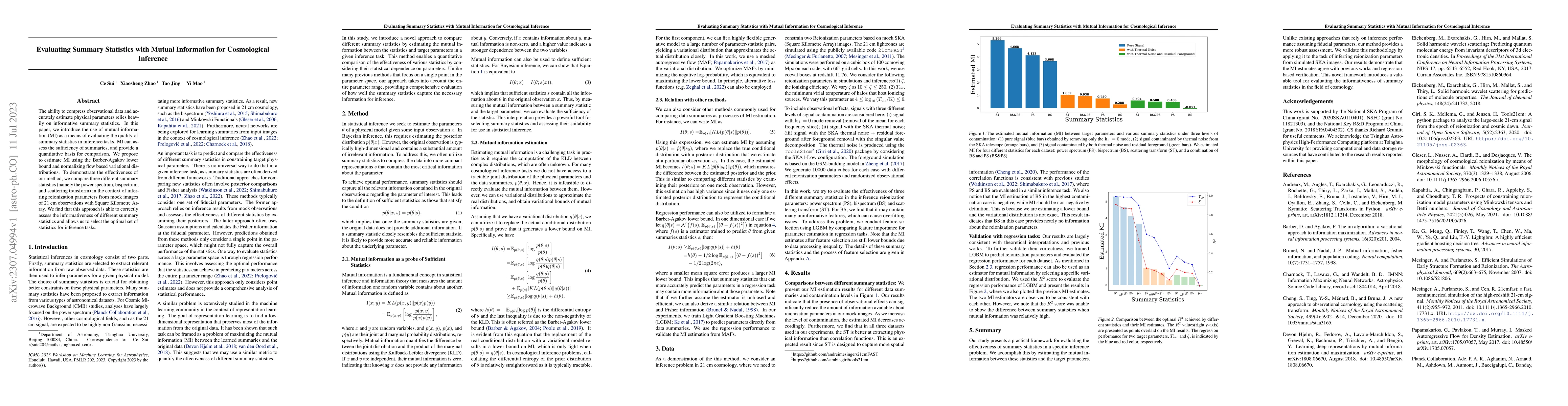 Thumbnail for Evaluating Summary Statistics with Mutual Information for Cosmological
  Inference