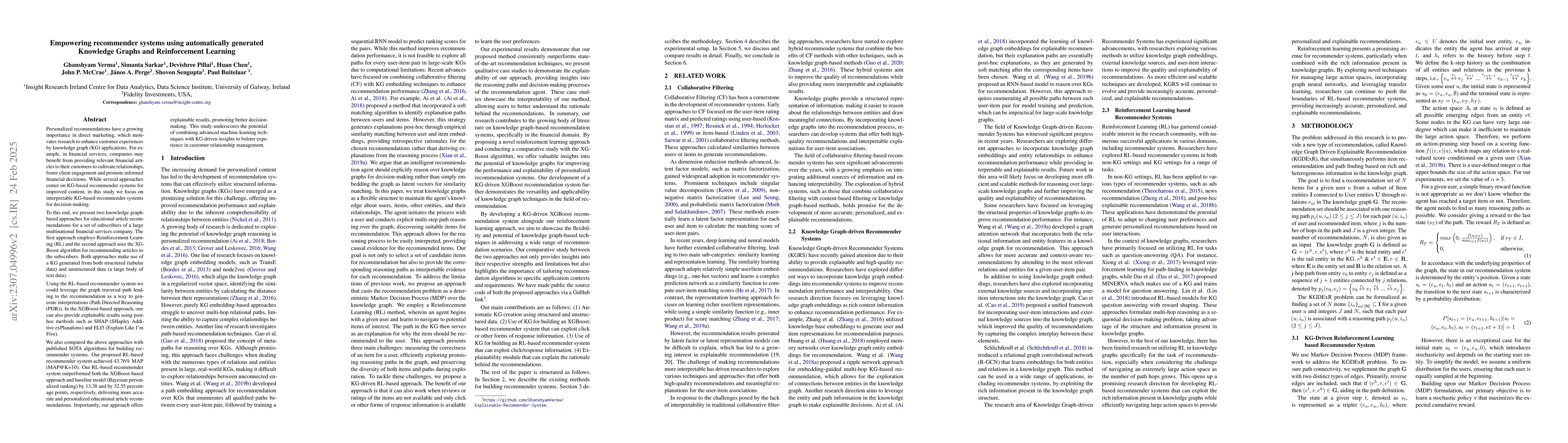 Thumbnail for Empowering recommender systems using automatically generated Knowledge
  Graphs and Reinforcement Learning