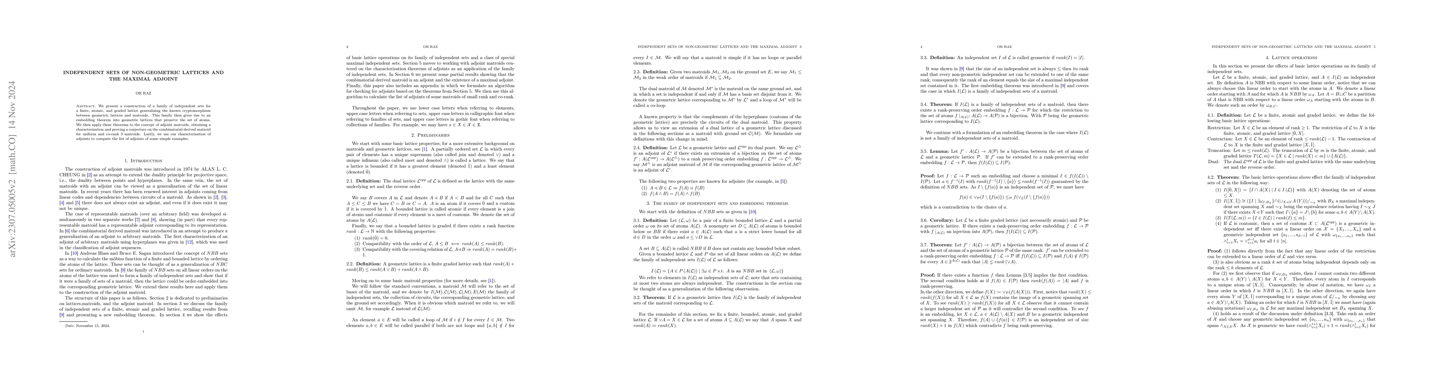 Thumbnail for Independent sets of non-geometric lattices and the maximal adjoint