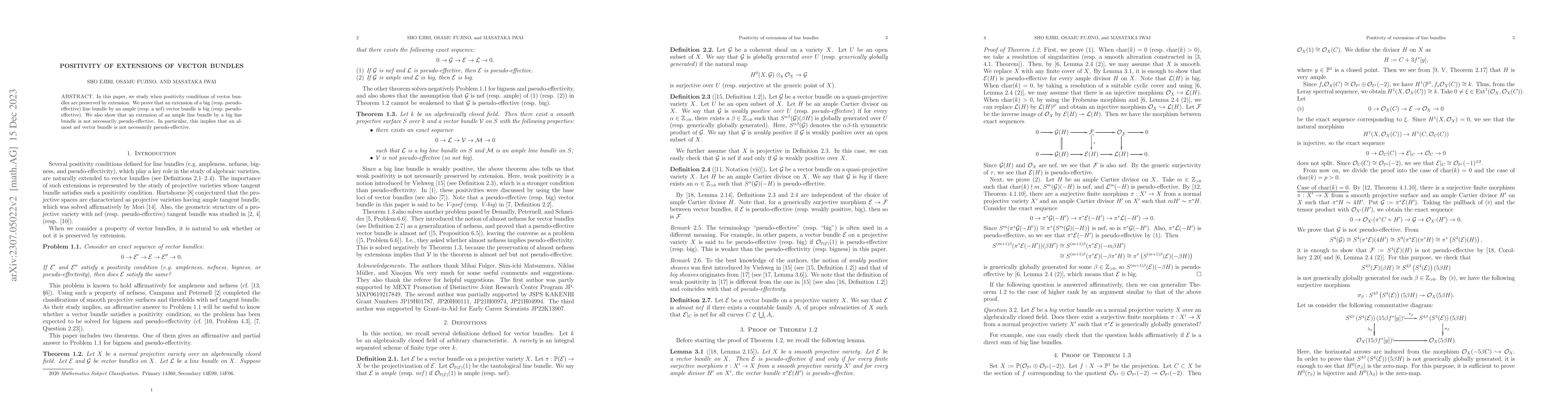 Thumbnail for Positivity of extensions of vector bundles
