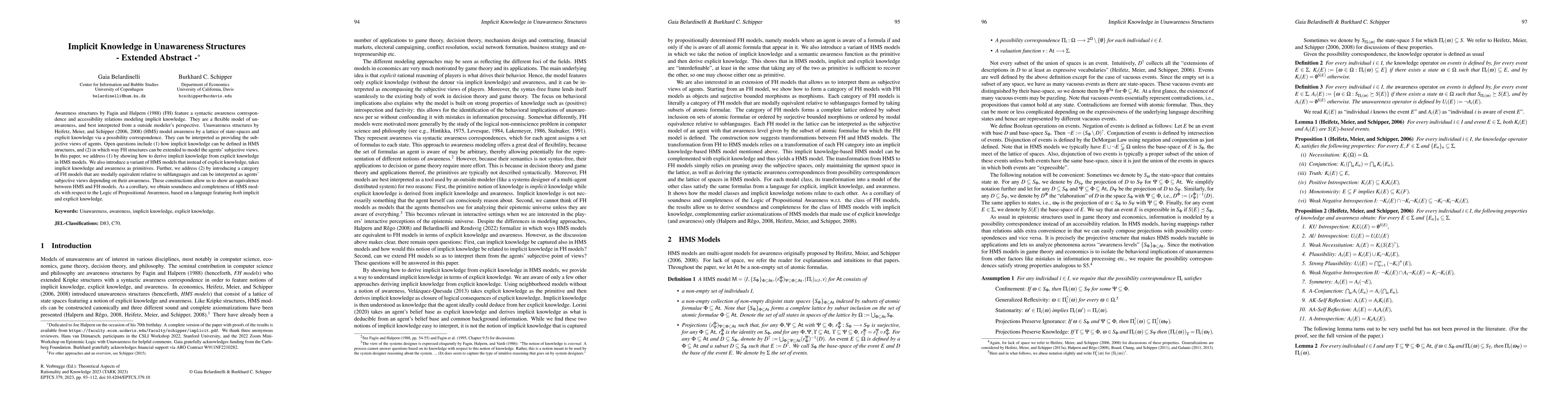 Thumbnail for Implicit Knowledge in Unawareness Structures -- Extended Abstract
